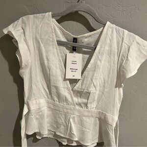 H&M Cream Linen Blend Blouse